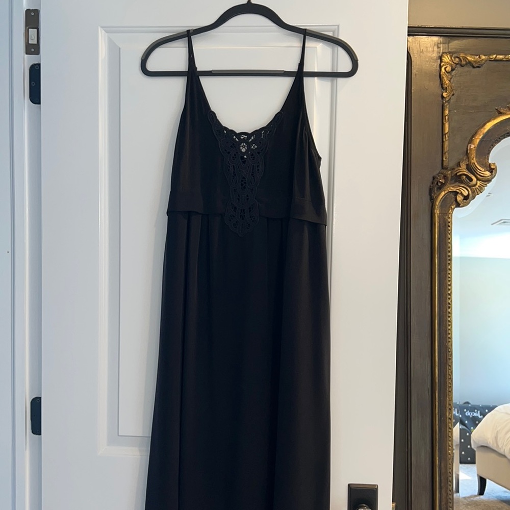 Wilfred Black Silk Maxi Dress with Cutout